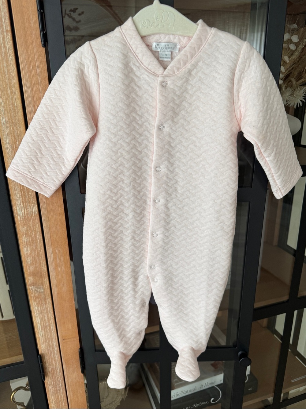 NWOT Kissy Kissy quilted Jacquard footies snaps baby girl pima cotton